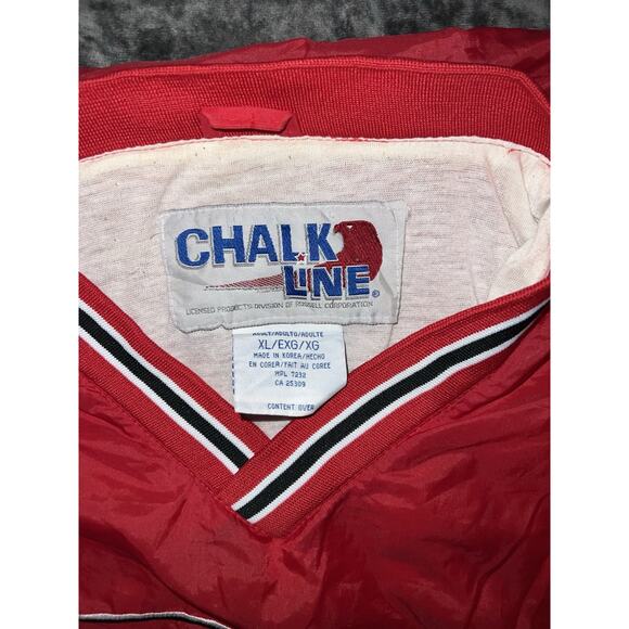 Vintage 90s Chicago Bulls Chalk Line Pullover Jacket – Red – XL - Picture 3 of 9